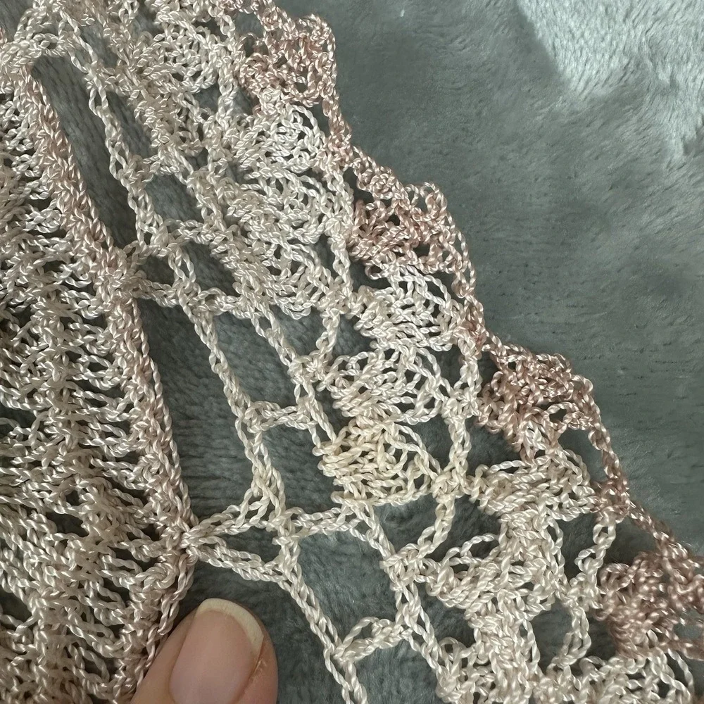VTG Hand Crochet Doily Set 2 Lace 3D Raised Flowers Diamond 18